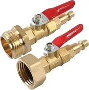 2PCS Rv Winterize Blowout Adapter with 1/4 Inch Male or Female Thread Quick Connection to 3/4" Thread Garden Hose, Rv Adapter with Ball Valve