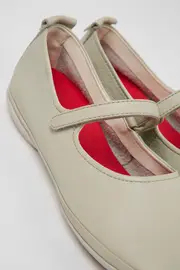 Right Gray leather ballerinas for women