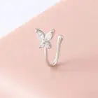Zircon Clip On Nose Hoop Ring Rhinestone Non Pierced Ear Clip Cuff Women