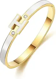[Hothink] Gold Bracelets for Women,H Bracelet,Bangle Bracelets for Women,Dainty Bracelet Jewelry Easter Christmas Mothers Day Gifts for Women