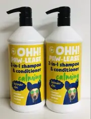 2 Bottles Lavender Aloe Calming 2-in-1 Pet Shampoo & Conditioner 32 fl oz Each