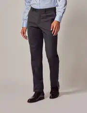Hawes & Curtis Charcoal Twill Wool Slim Fit Suit Trousers Size: 36" (EU 52)