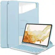 For Samsung Galaxy Tab S9+ 360° Rotating Acrylic Leather Case (Without Keyboard) Sky Cloud Blue