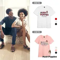 在飛比找momo購物網優惠-【Hush Puppies】男女裝 T恤 英文字條紋印花棉質
