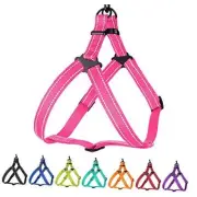 Reflective Dog Harness Step in Medium Large for Outdoor Walking, Small Pink