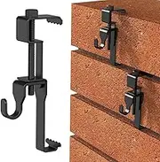 6 Pack Brick Clips Hanger Hooks, Mount on Without Drilling, Adjustable Stainless Steel Wall Clips for Hanging Outdoor Pictures,No Need to Drill Nails or Screws, Black