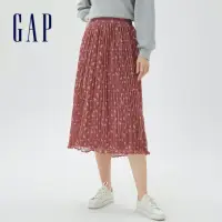 在飛比找momo購物網優惠-【GAP】女裝 碎花百摺長裙-紅底碎花(598658)