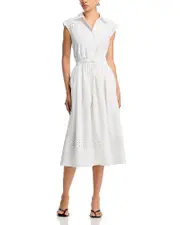 Derek Lam 10 Crosby Nikita Cotton Poplin Eyelet Mide Dress