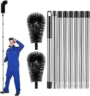 Gutter Cleaning Tools from The Ground, 10.5 FT Adjustable Gutter Cleaning Tool, Gutter Cleaner Ability to Easily Clear Roof Leaves and Debris, 2 Black Brush