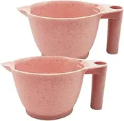 minkissy Hair Dye Bowl 2 Pack Wheat Straw Color Mixing Bowl For Hair Salon Portable Tint Bowl Professional Hair Color Bowl Stackable Diy Hair Dye Tools For Home Uses-Pink