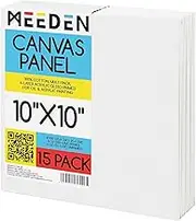 MEEDEN Canvas Boards for Painting, Pack of 15, 10 × 10 Inches White Canvas Panels, 100% Cotton, 8 oz Triple Acrylic Gesso-Primed, Art Supplies for Acrylic, Pouring, Gouache, Airbrushing & Oil Painting