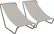 Harbour Housewares Folding Sun Loungers - Beige - Pack of 2 - Canvas Outdoor Lawn Sunlounger Chair Lightweight Portable Chair for Garden, Beach, Picnic, Fishing