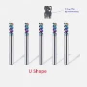 5Pcs U Shape 6mm 3 Flute End Mill carbide For Aliuminum CNC mill Cutter HRC65