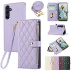 For Samsung Galaxy A55/A53/A35/A15 Crossbody Zipper Wallet Case with Wrist Strap