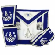 Blue Lodge Master Mason Apron Set Apron, Collar gauntlets & Cuffs