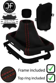 RED STITCH LEATHER AUTOMATIC GEAR+FRAME+TOP RING FOR TOYOTA C-HR CHR 16-20 (for: Toyota)