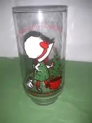 1977 COCA COLA COKE 5” GLASS HOLLY HOBBIE & HER CAT MERRY CHRISTMAS NICEST TIME