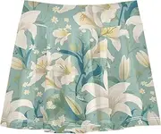[FRODOTGV] Retro Lilies Pale Green Girls Athletic Skirt with Shorts Golf Skort for Girl Cheer Skirt