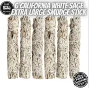 Smudge Stick Pack of 6 x California White Sage 9 Inch Extra Large Wild Harvested
