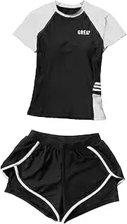 [Wzmzjy] Women's Swimsuit Surf Suit Short Sleeve Fashionable Two-Piece Bikini Ladies Swimsuit for