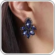 Sapphire Crystal Earrings Blue Crystal Dangle Earrings Blue Sapphire Teardrop Earrings Halo Cubic Zirconia Earrings Luxury Sapphire Earrings Bridal Rhinestone Earrings Jewelry for Women,