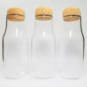 Lot of 3 Modern Farmhouse Spice Ingredients Glass Cork Jars Bottles Medium 10 oz