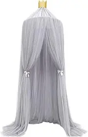 Grcfumo Bed Canopy Net, Canopy Bed Curtains, Princess Crib Canopy Curtains for Baby Crib,Kid Bed and Adult Beds (Grey)