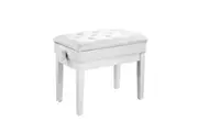 Melodic Height Adjustable Piano Keyboard Stool Chair Bench Seat with Padded Cushion and Storage Compartment White