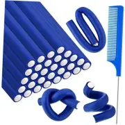 Syhood 30 Pcs Flexible Curling Rods 9.45 9.45x0.55 Inch (Pack of 30) Dark Blue