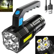 LED Flashlight USB Rechargeable, High Lumens Tactical Light with Sidelight, 4...