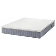 VALEVÅG mattress and mattress pad, firm light blue/Nordberget white, Double