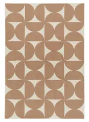 Rousham Brown and Cream Geometric Washable Rug