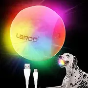 LaRoo Dog Ball LED Glowing Ball with USB Rechargeable, 5-Color Light Modes Silicon Dog Toy Ball, Glow in The Dark Dog Ball Teeth Cleaner Training Ball for Dogs (White)