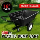 300KG Dump Cart Poly Pull Hand Tip Trailer Wheelbarrow Garden Trolley Ride Tow
