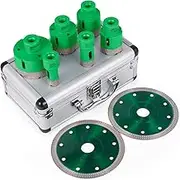VEVOR 6PCS Diamond Hole Saw Set, Diamond Drill Core Bits with Saw Blade, Heavy Duty Hole Saw Arbor 20/25/40/45/50/68 mm M14 Thread Carborundum Granite for Glass, Ceramics, Porcelain, Ceramic Tile