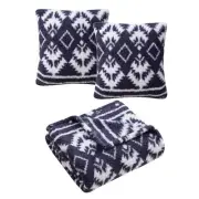 Morgan Home 3-Piece Decorative Pillows & Throw Set – Navy Fair Isle