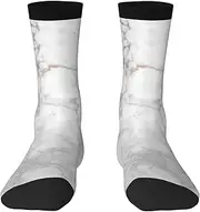 [EdWal] Soft White Marble Rose Gold print Moisture Wicking Socks Sports Socks for Men and Women Warm thermal Boot Hiking Socks