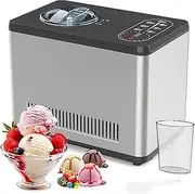 Advwin Ice Cream Maker Machine with Compressor, No Pre-Freezing, 1.5L Countertop Gelato Makers, Automatic Ice Cream Machine for Homemade Use