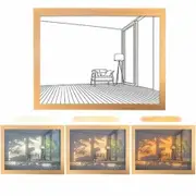 Lighting Painting Decoration, LED Picture Frame, Dimmable for Home Decor Room Office, Desktop，Housewarming Birthday Party (House 17*22.1cm)