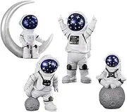 4 Pcs Astronaut Figurines Cake Topper Outer Space Cake Decoration Spaceman Model Display Miniature Astronaut Set, for Home Desktop Decor Space Theme Party Decorations
