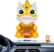 Chinese Lion Ornament - Small Solar Lion Craft Decoration,Small Solar Lion Craft Decoration, Ornament for Car Dashboard, Workplace Desk