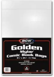 100 BCW Golden Age 2-Mil Comic Book Mylars + Acid Free Backer Boards mylar bags
