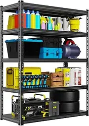 Black Garage Shelving Racks 1M*1.5M Metal Shelving Storage Home Organization Shelves 500KG Large Capacity Shelves for Garage Kitchen Basement Warehouse Storage
