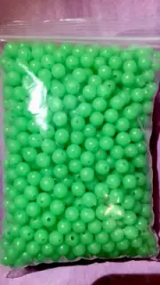 Qty 200.Green 8x8 MM Round Soft Rubber Luminou Fishing Beads Glowing