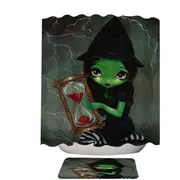 Halloween Theme Wicked Witch and Her Hourglass Shower Curtain
