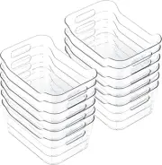 Clear Plastic Storage Bins 12 Set Multi-Use Organization Containers Pantry Home