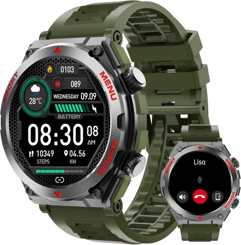 Military Smart Watch Make Call Heart Rate Waterproof for Samsung Galaxy A53 5G