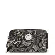 Vera Bradley RFID Turnlock Wallet Stellar Paisley NWT Black White