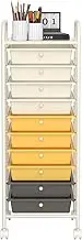 OFFICEJOY Storage Cart, Rolling Utility Cart with 10 Drawers, Portable Handles & Lockable Wheels, Mobile Paper Toys Storage Organizer Large Capacity for Home Office School Teacher (Yellow)