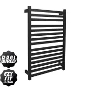 EZY FIT Heated Towel Rail - Flat Tube - Dual Wired - (W600mm x H920mm) - Matte Black